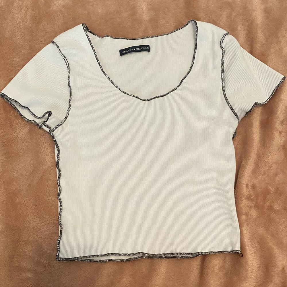 Brandy Melville White Black McKenna Top